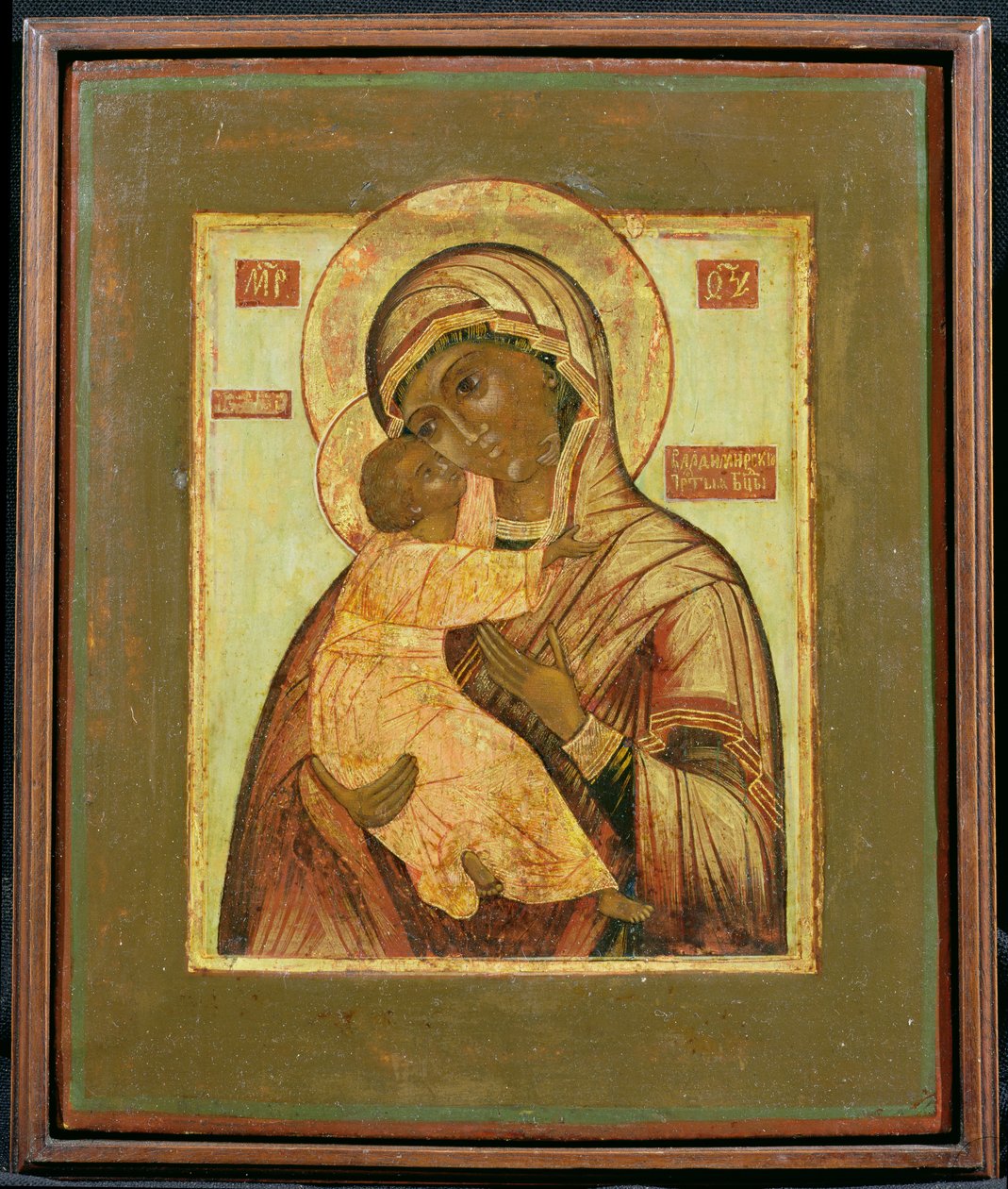 Vladimirin Jumalanäiti (tempera paneelissa) tekijältä Russian School