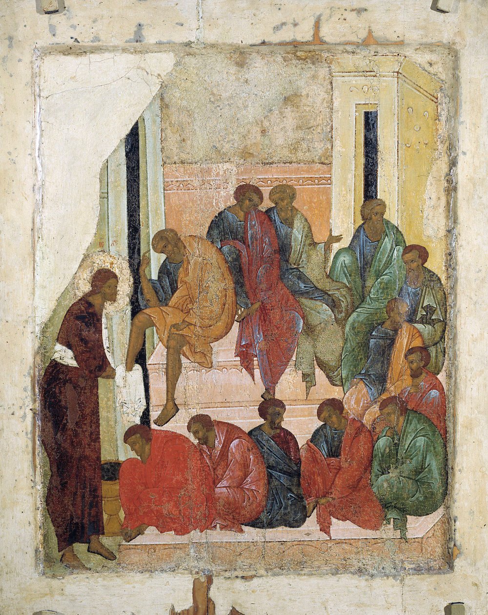 Kristus pesee apostolien jalkoja, 1497. tekijältä Russian icon.
