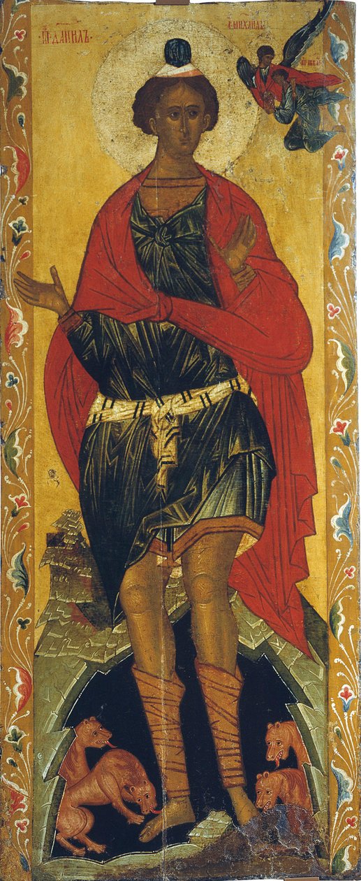 Daniel leijonan luolassa, 1500-luku. tekijältä Russian icon.