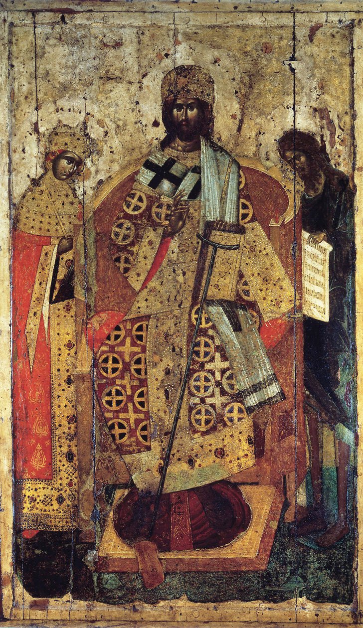 Kuninkaiden kuningas oikealla kädellä seisoi 1300-luvulla. tekijältä Russian icon.