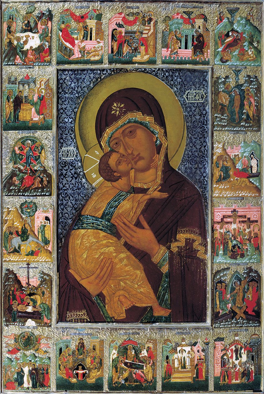 Vladimirin neitsyt, 1500-luku. tekijältä Russian icon.
