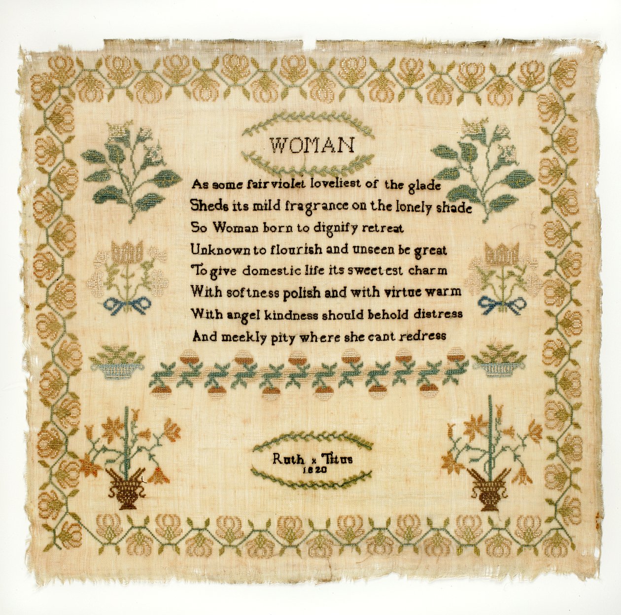 Säkeistopipo, 1820 (silkki pellavalla). tekijältä Ruth Titus