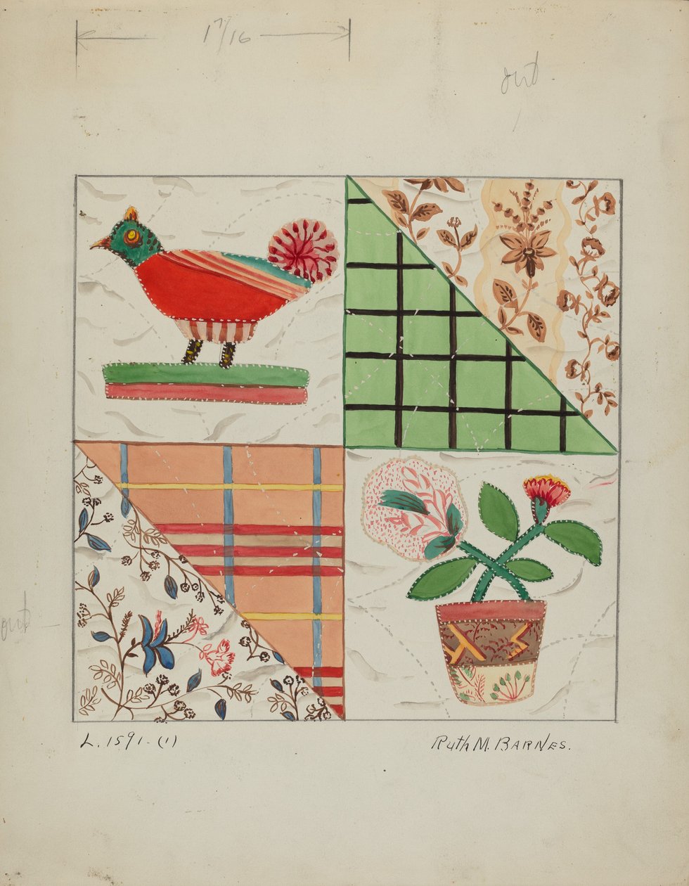 Applikoitu peitto, c. 1936. tekijältä Ruth M Barnes