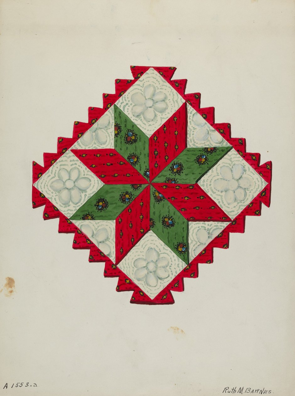 Quilt Block, c. 1936. tekijältä Ruth M Barnes