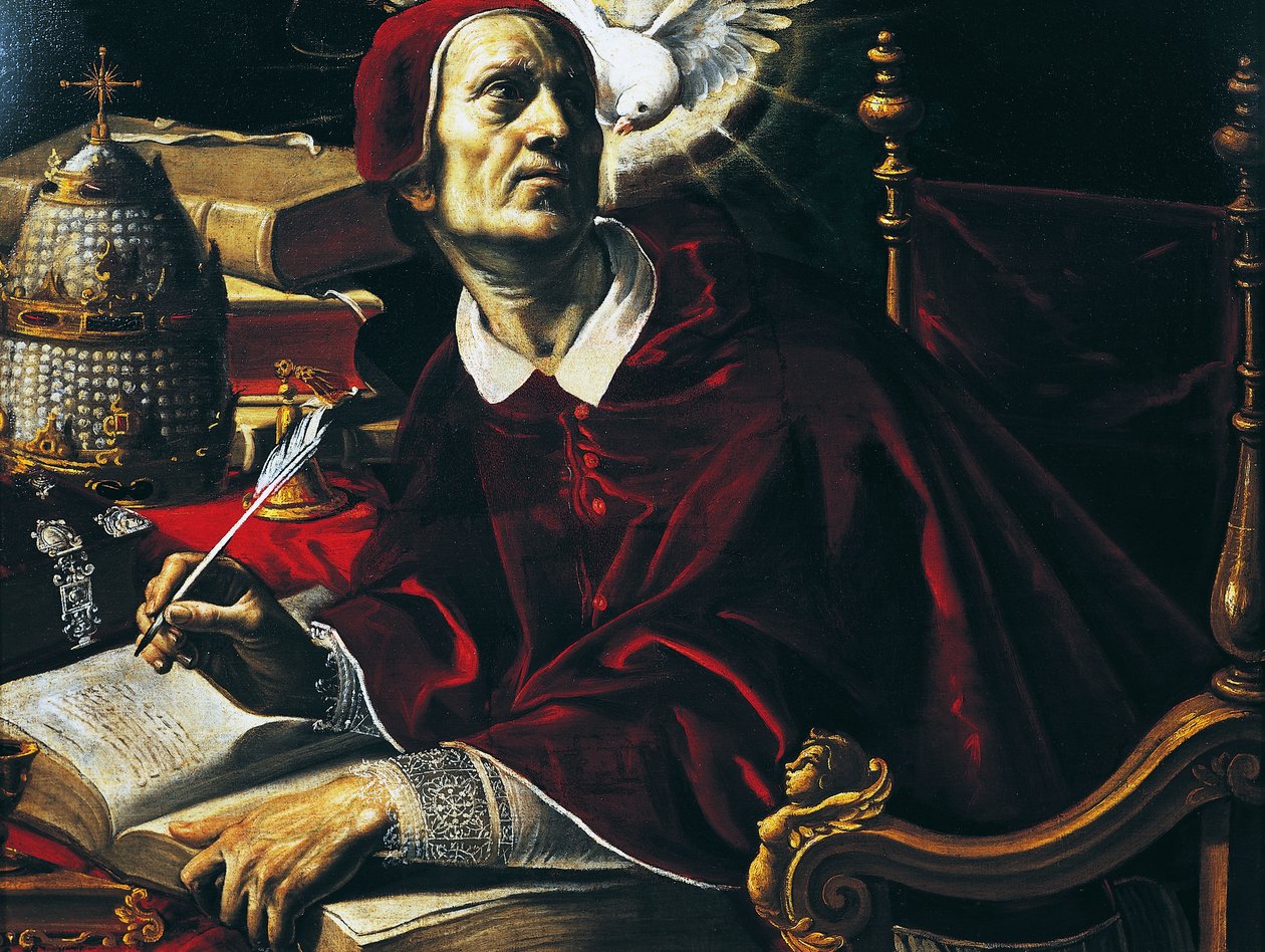 Pyhä Gregorius Suuri, Rutilio Manettin (1571-1639) maalaus, öljy kankaalle, 67x89 cm, Italiaa tekijältä Rutilio Manetti