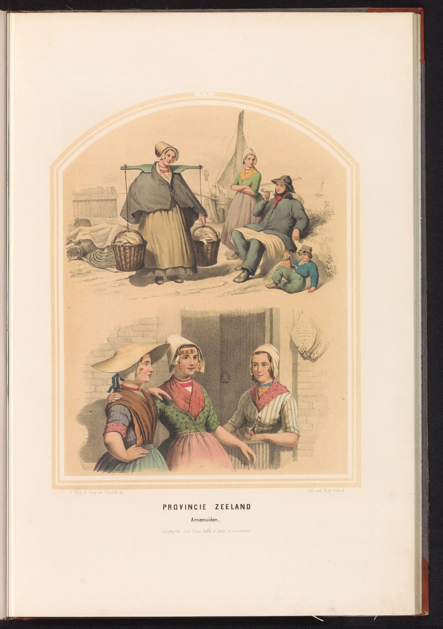 Arnemuidenin perinteinen puku Zeelandissa, 1857 Zeelandin maakunta. Arnemuiden / XX (otsikko esineessä) tekijältä Ruurt de Vries