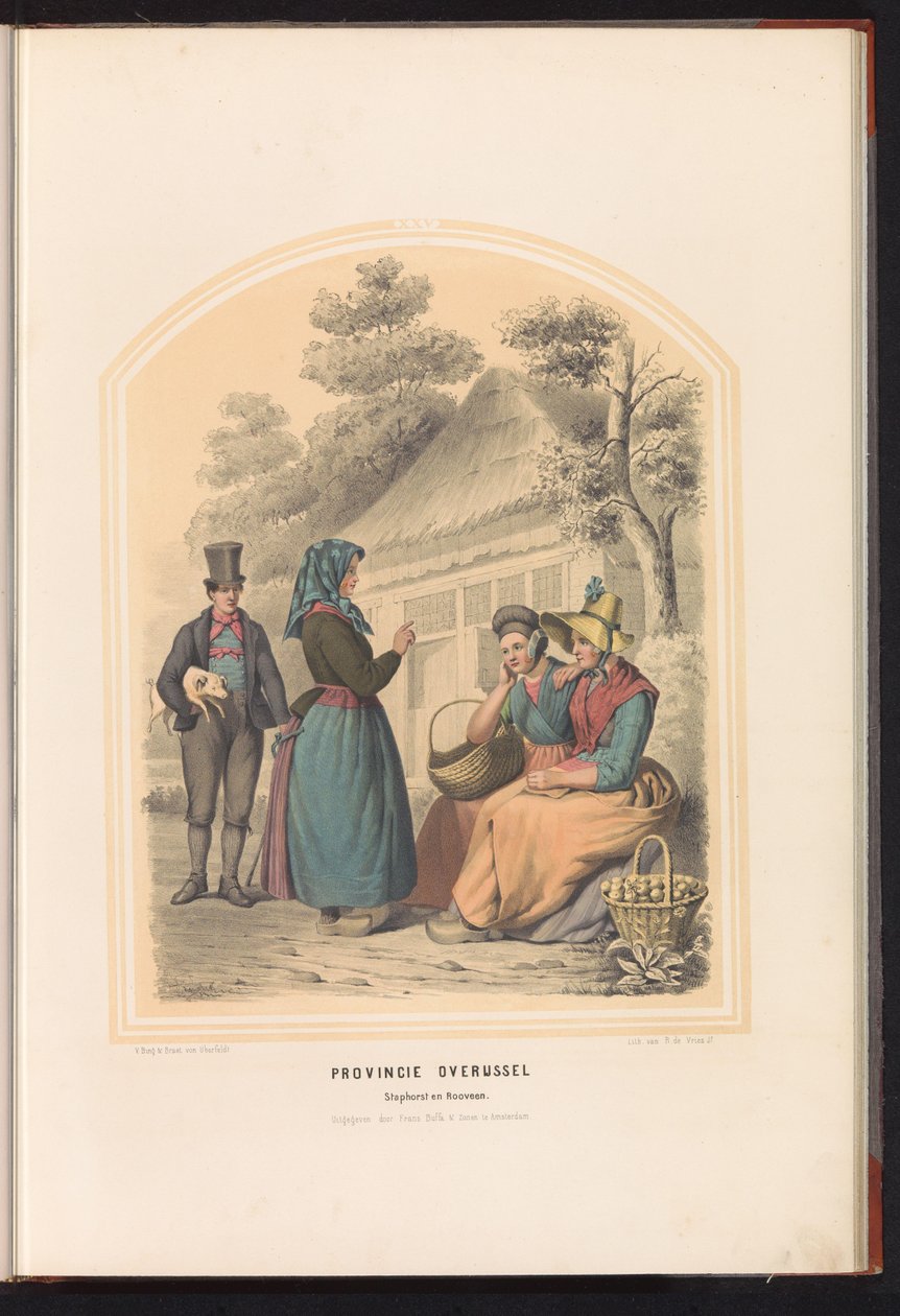 Staphorstin ja Rouveenin perinteinen puku Overijsselissä, 1857 Overijsselin maakunta. Staphorst ja Rooveen / XXV (otsikko esineessä) tekijältä Ruurt de Vries