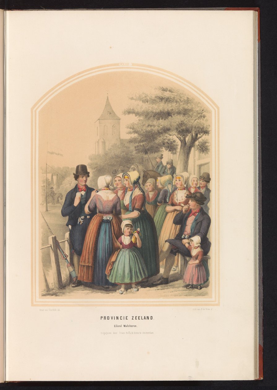 Walcherenin saaren perinteinen puku Zeelandissa, 1857 Zeelandin maakunta. Walcherenin saari / XIII (otsikko esineessä) tekijältä Ruurt de Vries