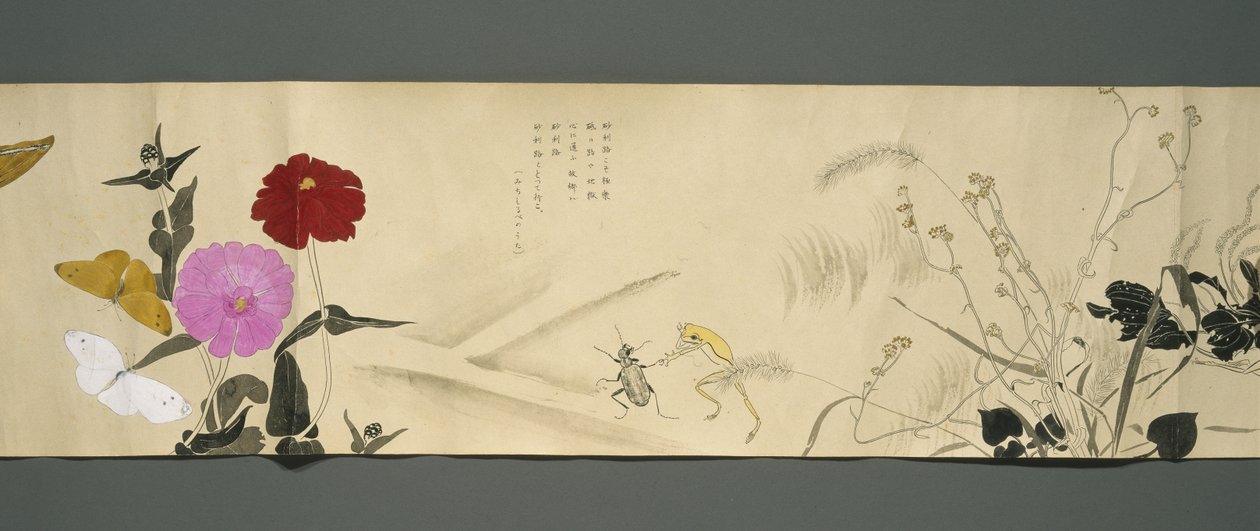 Wildlife Friends (Yasei no Tomo), Taisho-kausi, Taisho 7th Year, n. 1918 (muste & wc kiillellä koristellulle kudospaperille) tekijältä Ryoka Kawakami