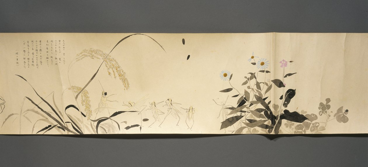 Wildlife Friends (Yasei no Tomo), Taisho-kausi, Taisho 7th Year, n. 1918 (muste & wc kiillellä koristellulle kudospaperille) tekijältä Ryoka Kawakami