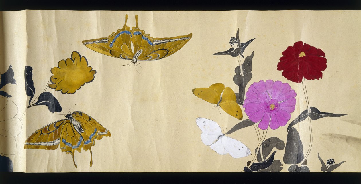 Villieläinten ystävät (Yasei no Tomo), Taisho-kausi, Taishon seitsemäs vuosi, n.1918 (muste ja wc kiilteellä koristellulle paperimassalle). tekijältä Ryoka Kawakami
