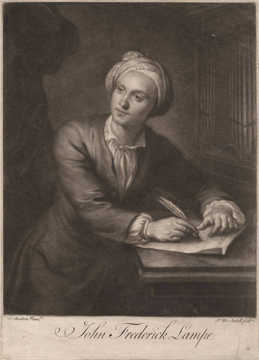 John Frederick Lampe, kaiverrus James McArdell (n. 1729-65), n. 1765 (mezzotint) tekijältä S. Andrea