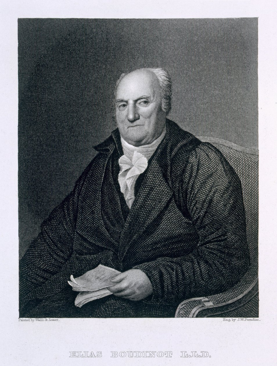 Elias Boudinot, kaiverrus John Wesley Paradise (1809-62) tekijältä S.L. and Jewitt, T.O.S. Waldo