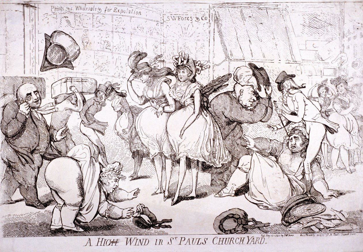 "Kova tuuli St Paulin kirkkopihalla", Lontoo, 1793 tekijältä SW Fores