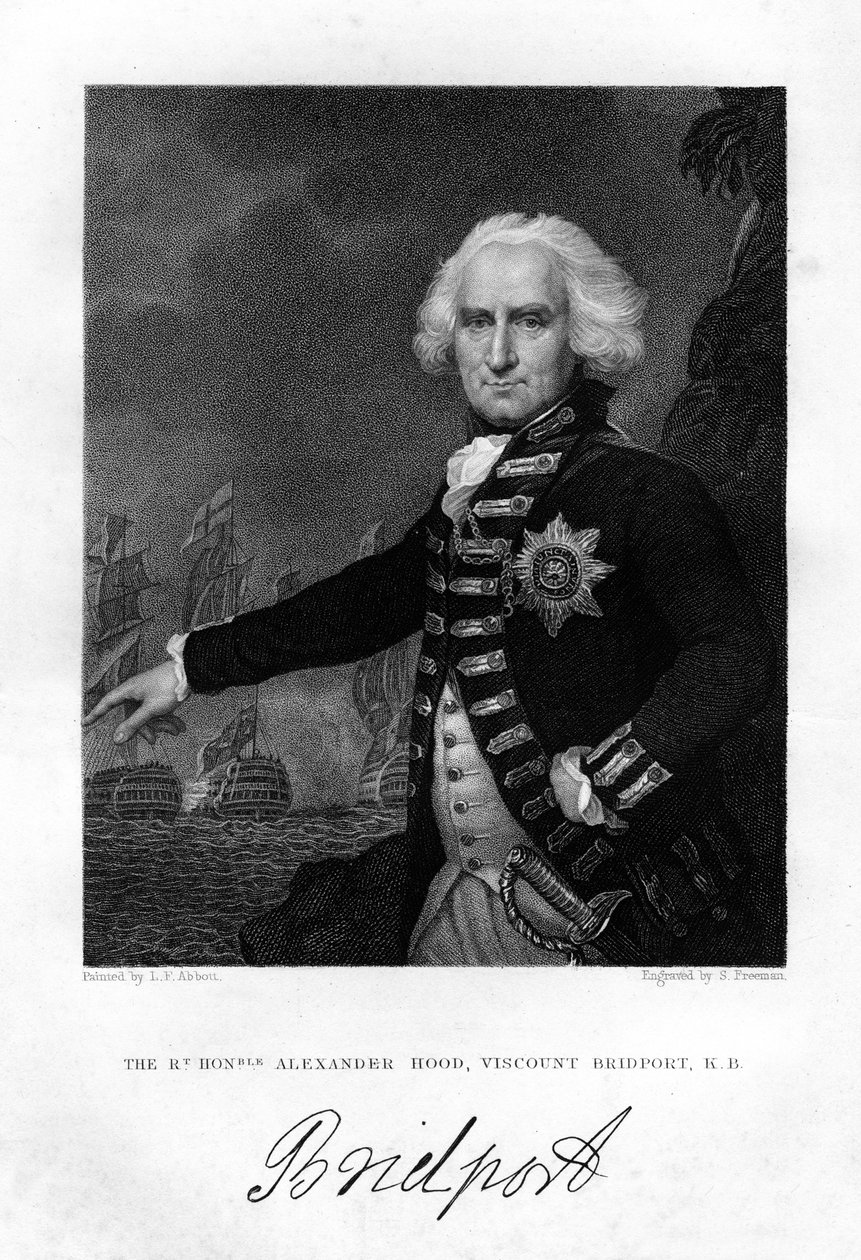 Amiraali Alexander Hood 1726-1814, 1. varakreivi Bridport, 1837. tekijältä S. Freeman