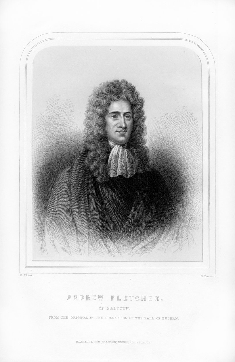 Andrew Fletcher of Saltoun, skotlantilainen kirjailija, poliitikko ja isänmaallinen, 1870. tekijältä S. Freeman
