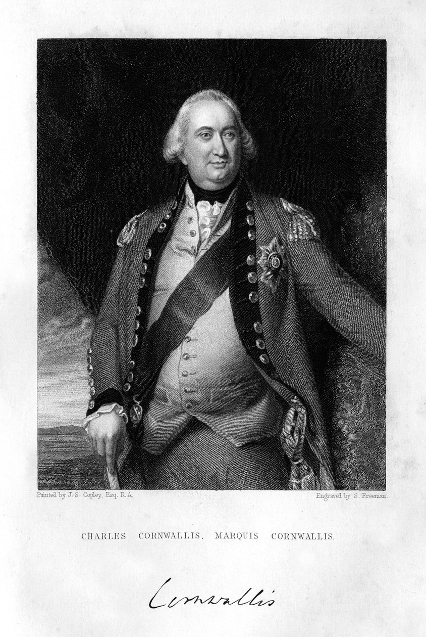 Charles Cornwallis 1738-1805, ensimmäinen markiisi Cornwallis, 1839. tekijältä S. Freeman