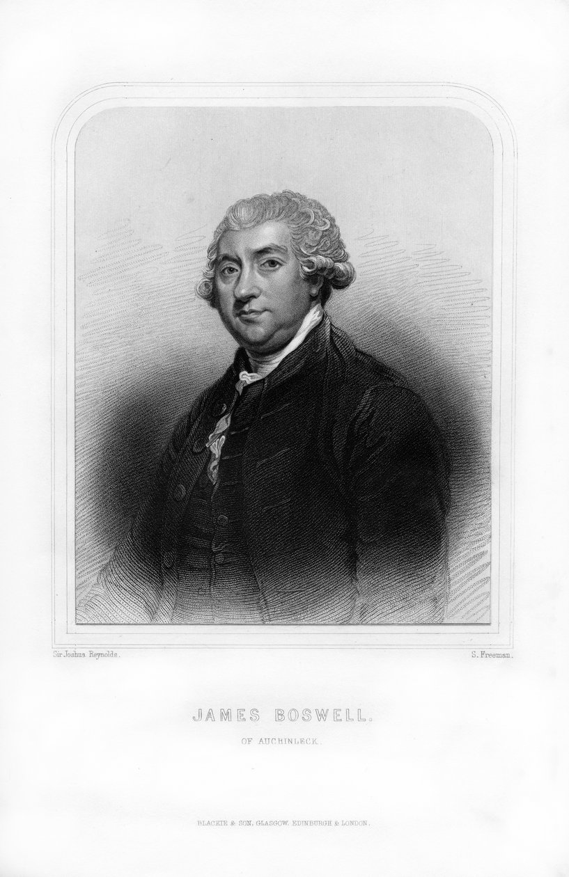 James Boswell, 9. Laird of Auchinleck, skotlantilainen lakimies, päiväkirjailija ja kirjailija, 1870. tekijältä S. Freeman
