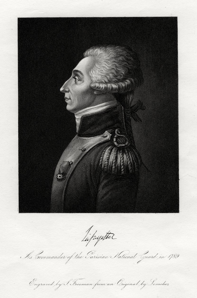 Marquis de Lafayette, Ranskan sotilasjohtaja ja valtiomies, 1845 tekijältä S. Freeman