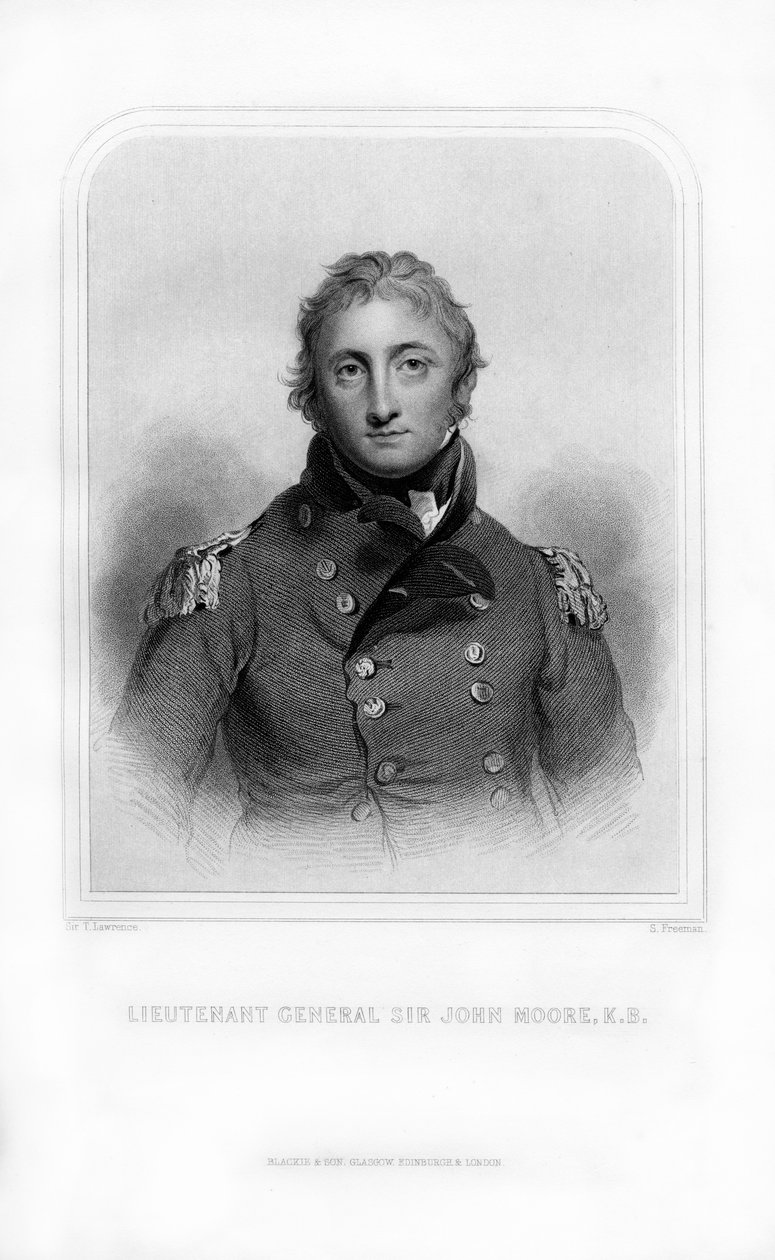 Sir John Moore, brittiläinen sotilas ja kenraali, 1870. tekijältä S. Freeman