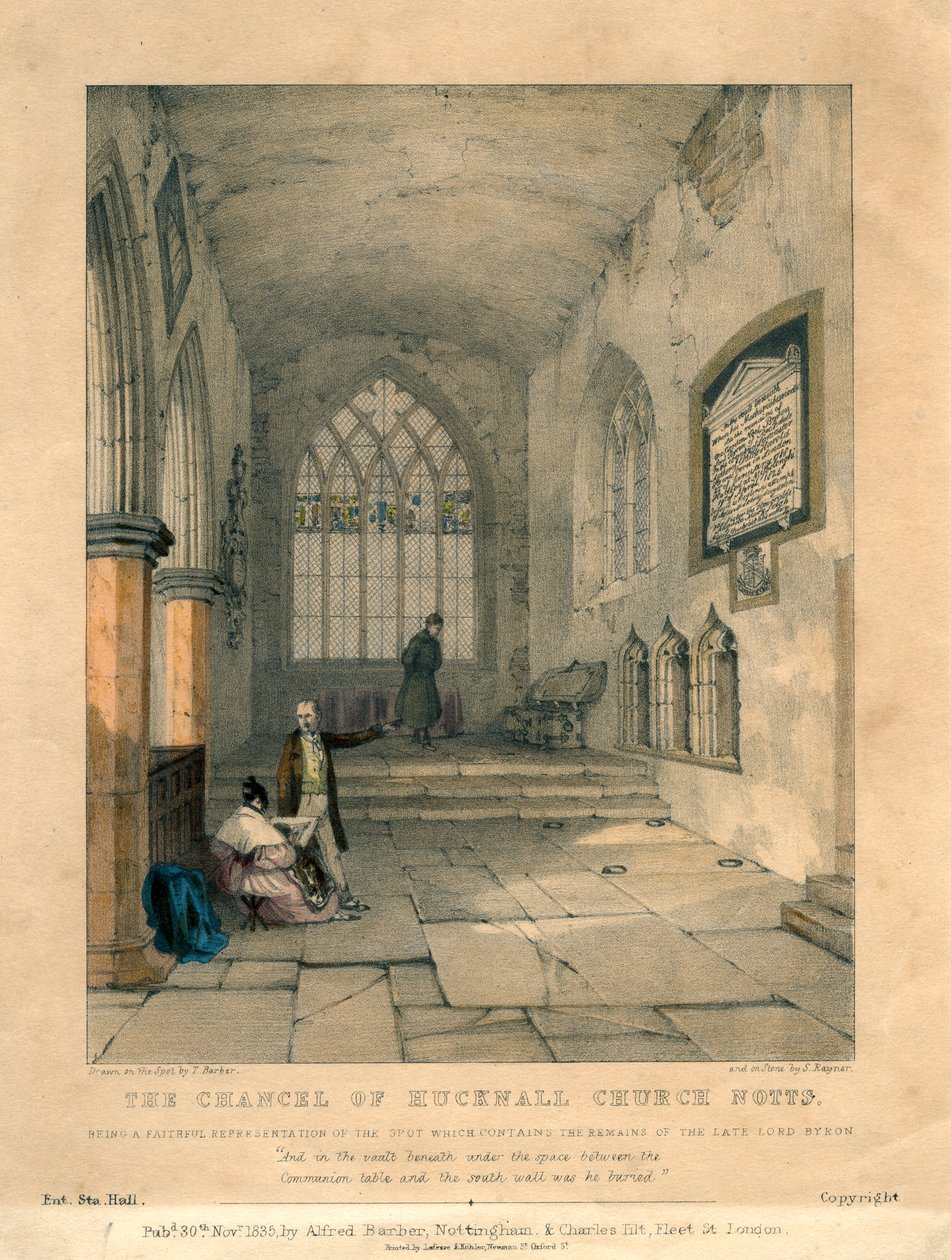 Hucknall-kirkon kanslia, Nottinghamshire, 1835 tekijältä S Rayner