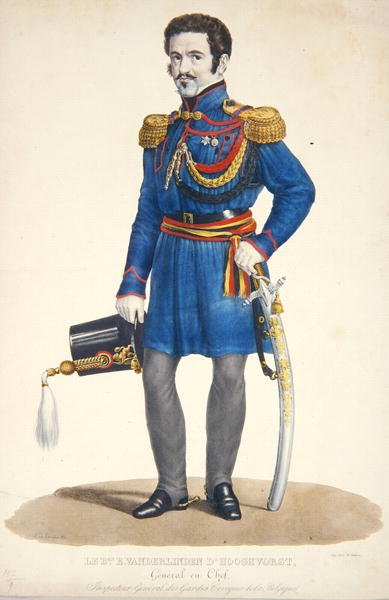 Emmanuel Vanderlinden, Hooghvorstin kenraaliparoni, Belgian siviilikaartin komentaja, kaiverrus F. Judenne tekijältä S. de Droogers