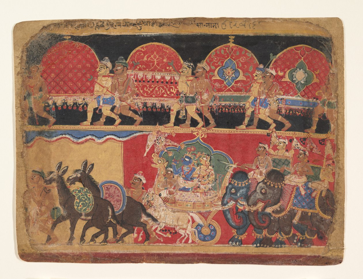Krishna ja Kshatriya Maidens jatkavat Dwarkaan..., Ka. 1520-30. tekijältä Sa Nana