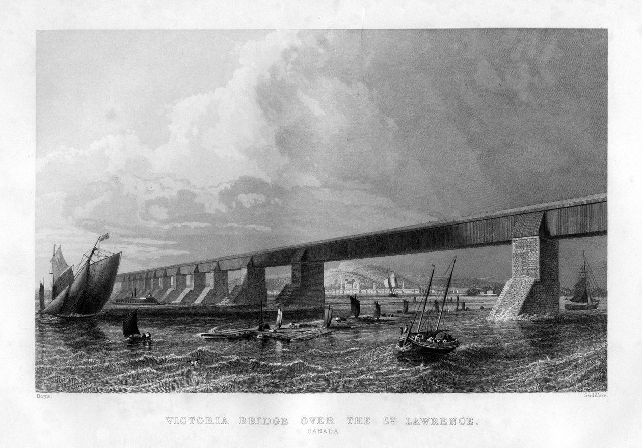 Victoria Bridge St Lawrencen yli, Kanada, 1886 tekijältä Saddler