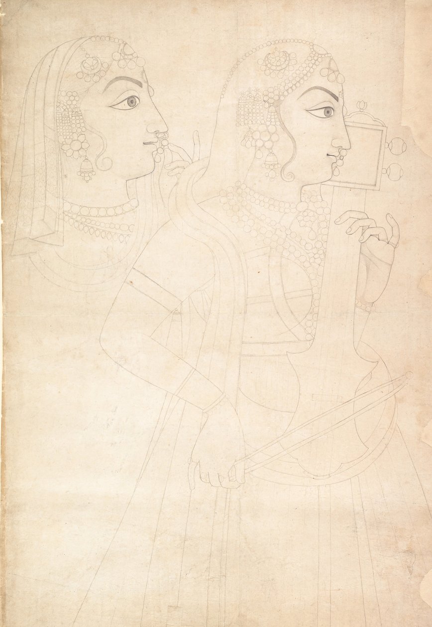 Laulaja ja Sarinda Player, n. 1800. tekijältä Sahib Ram