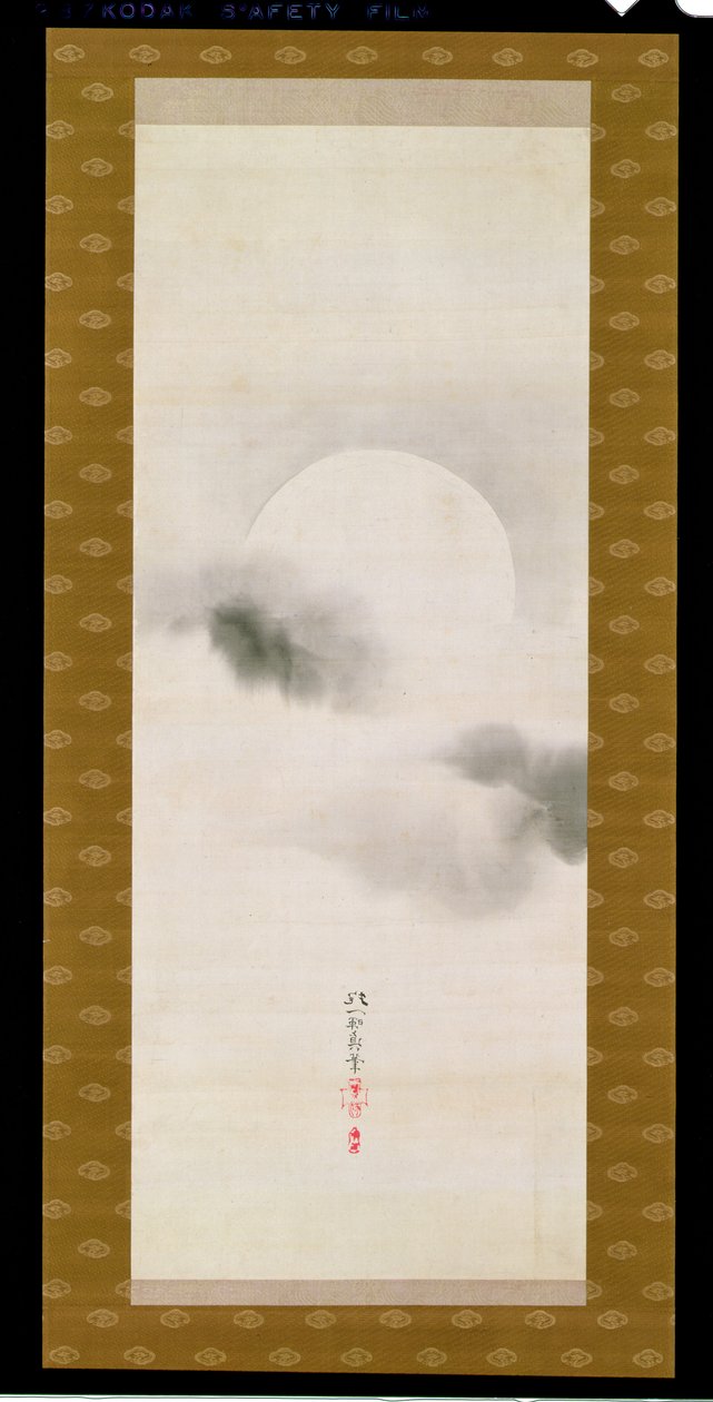 Syksyn kuuta esittävä riippukäärö, kolmesta vuodenajasta koostuvasta triptyykistä, Japani, 1800-luvun alku. tekijältä Sakai Hoitsu