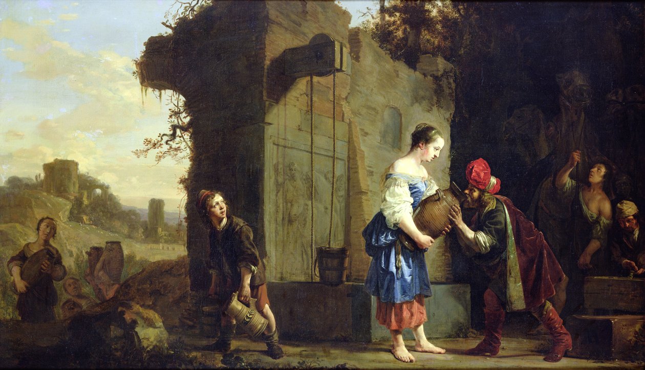 Eliezer ja Rebecca kaivolla, 1660 tekijältä Salomon de Bray