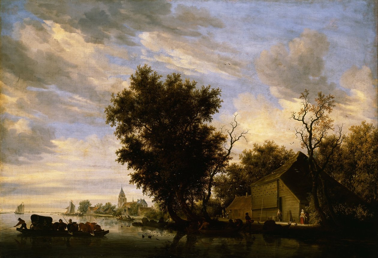 Joen kohtaus lautalla tekijältä Salomon van Ruisdael or Ruysdael