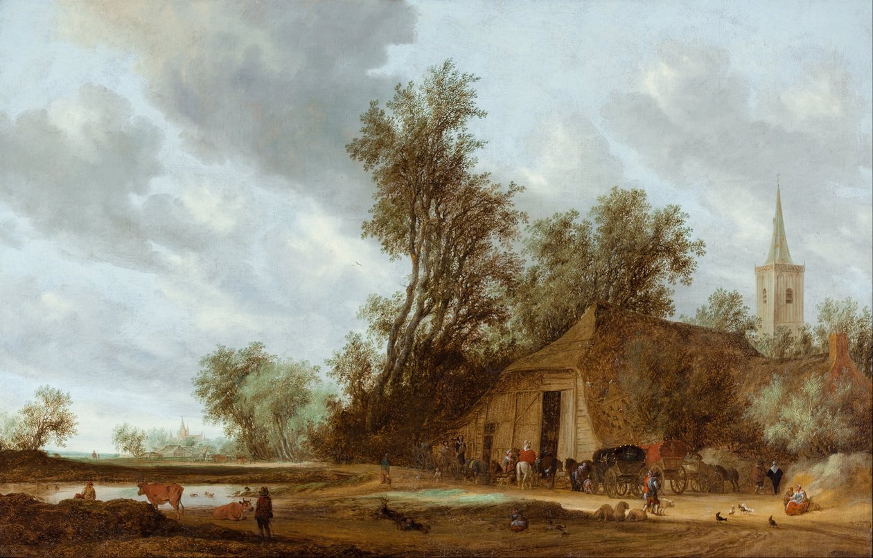 Pysäkki majatalossa tekijältä Salomon van Ruisdael or Ruysdael