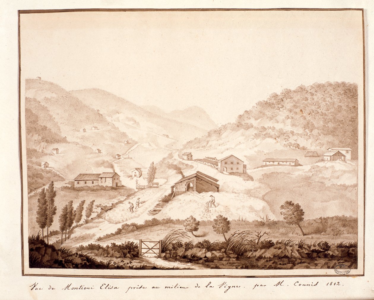 Näkymä Montionista, otettu viiniköynnöksen keskeltä, 1812 tekijältä Salomon Guillaume Counis