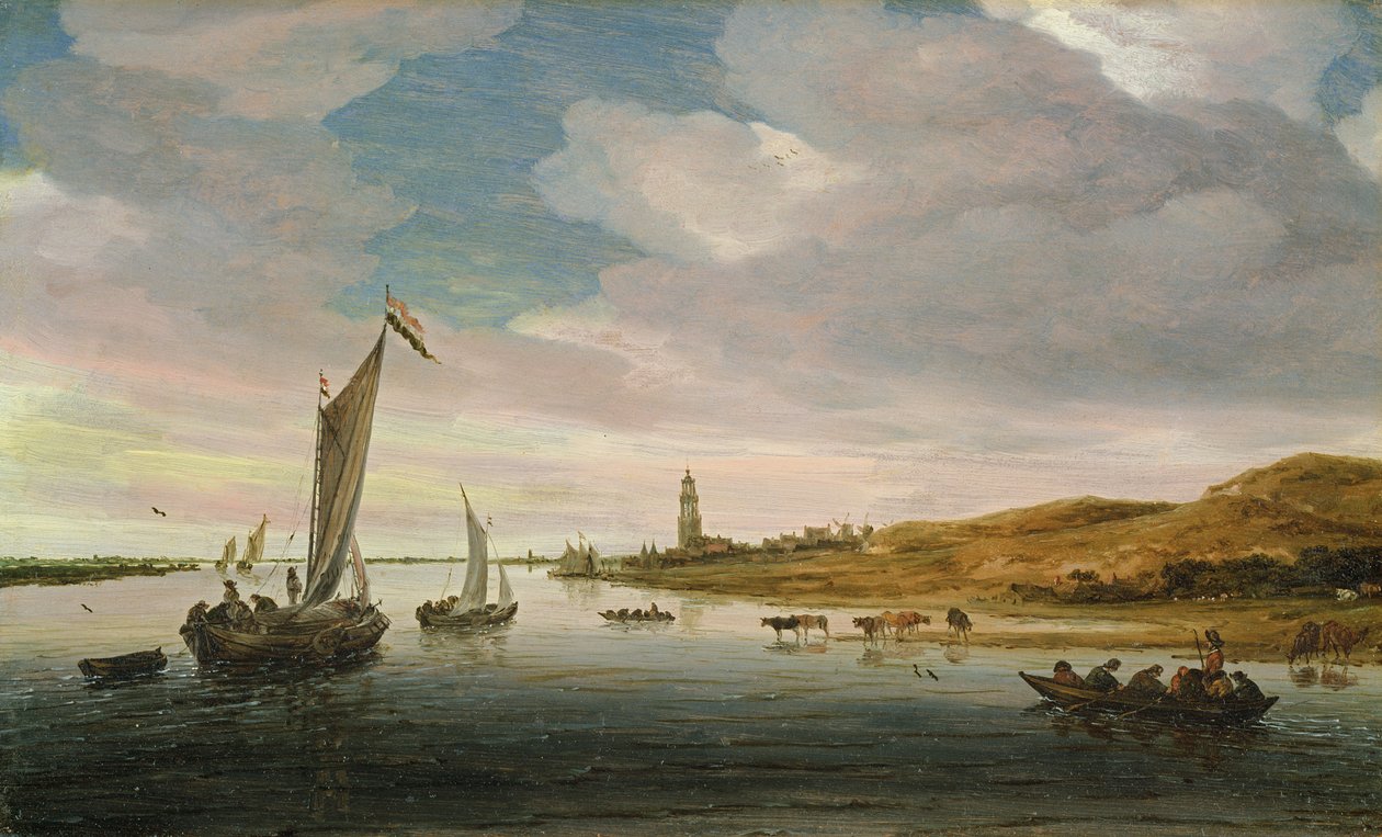 Maisema karjan kastelulla tekijältä Salomon van Ruisdael or Ruysdael