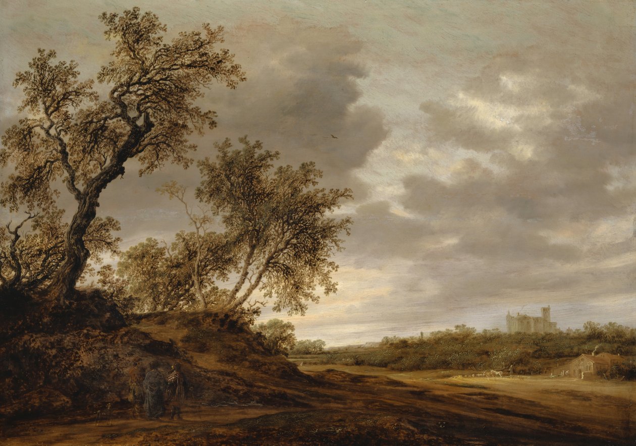 Matkalla Emmaukseen, 1643 tekijältä Salomon van Ruisdael or Ruysdael