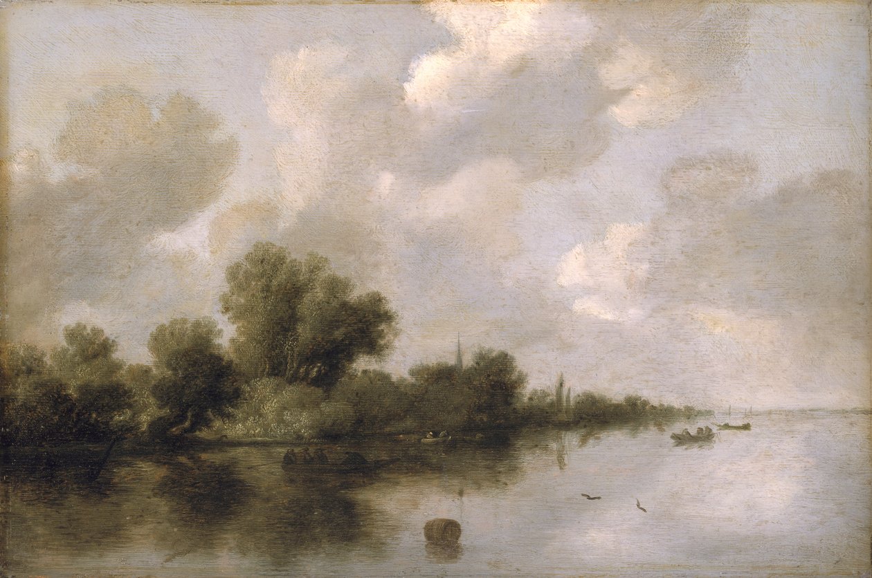 Jokimaisema, 1632 tekijältä Salomon van Ruisdael or Ruysdael