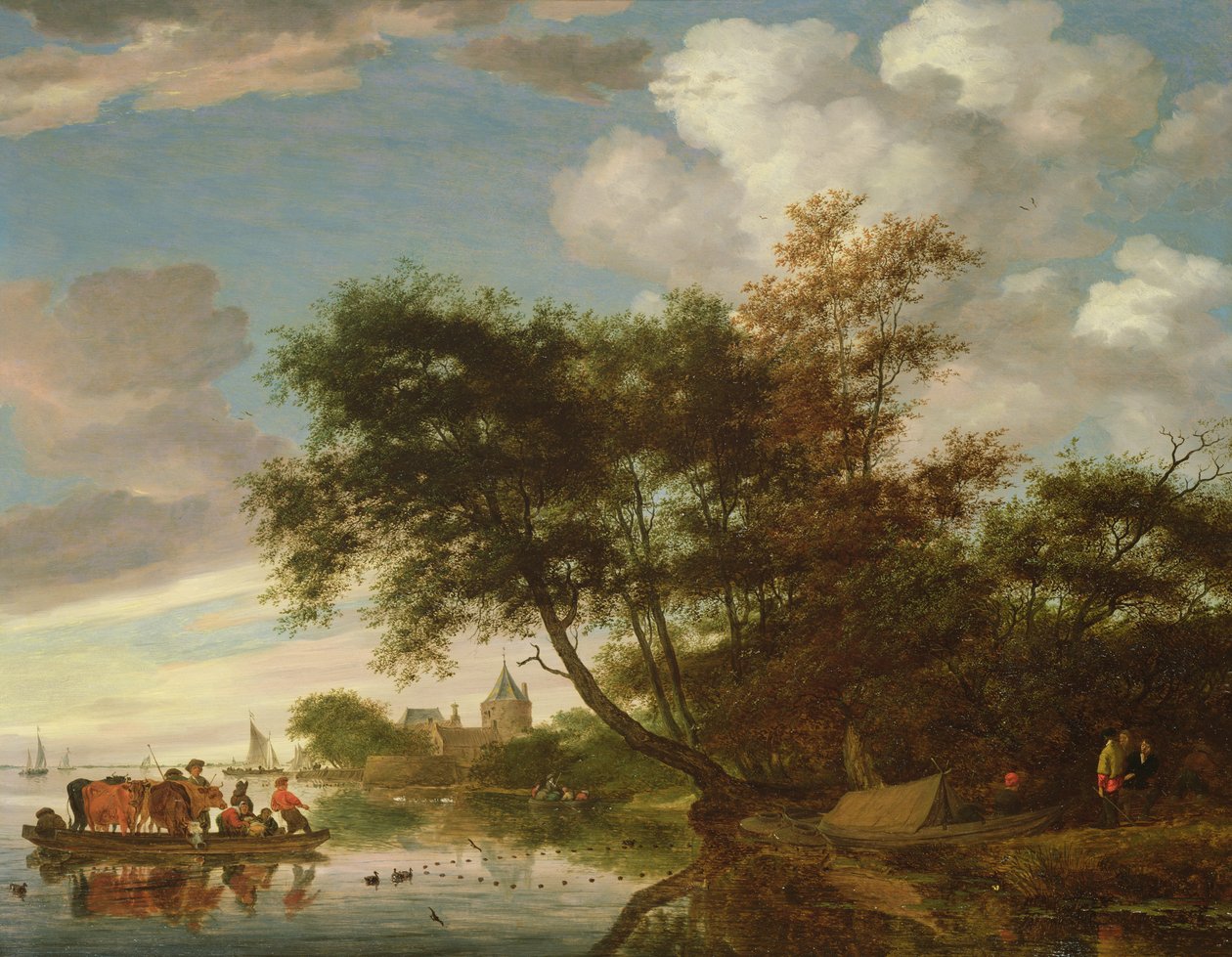 Maaseudun jokimaisema tekijältä Salomon van Ruisdael or Ruysdael