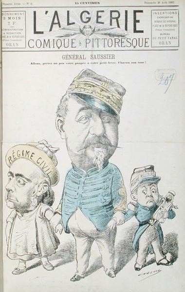 Kenraali Felix Gustave Saussier (1828-1905) karikatyyri, "L