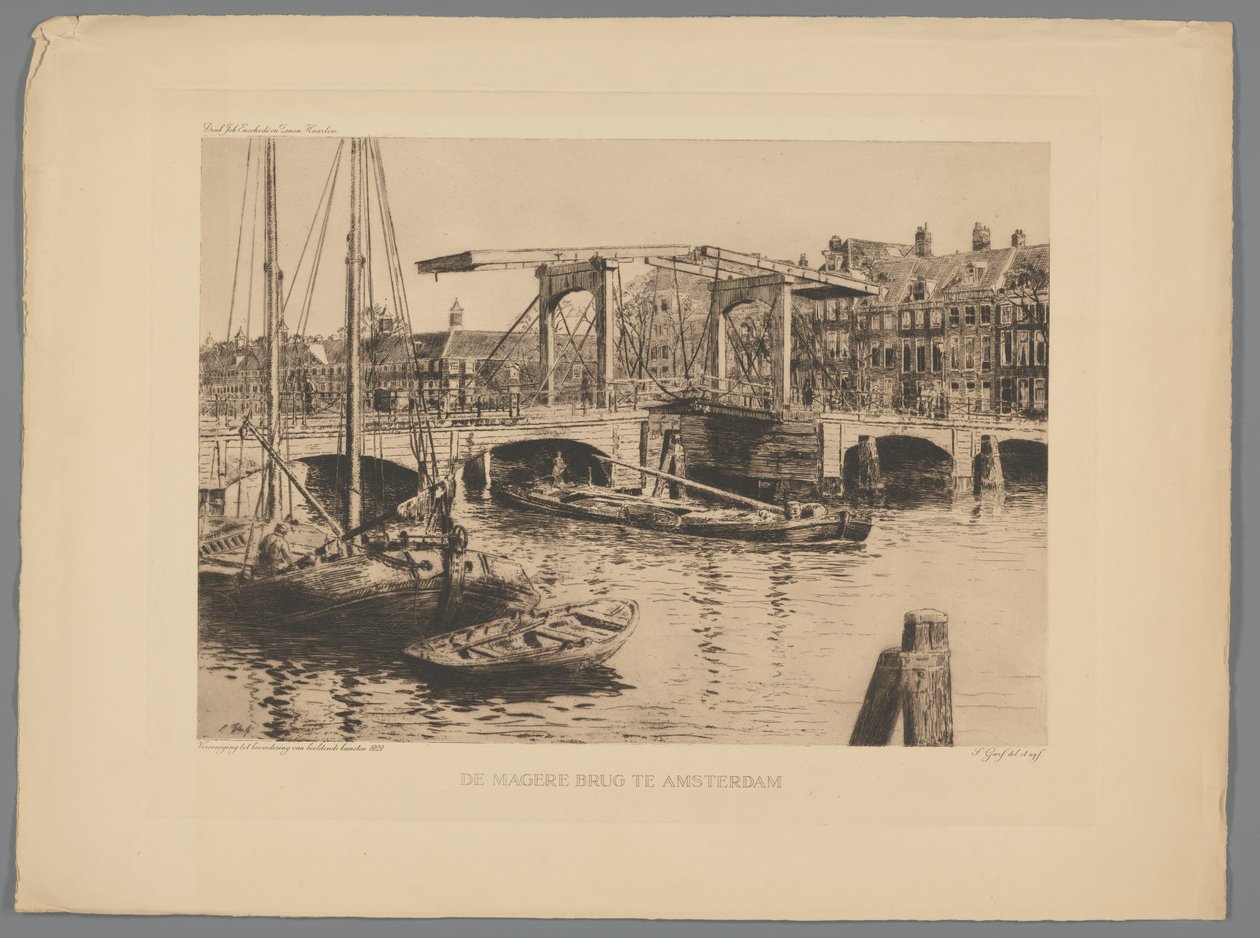 Näkymä Skinny Bridgelle Amsterdamissa Laiha silta Amsterdamissa (otsikko esineessä) tekijältä Salomon Garf