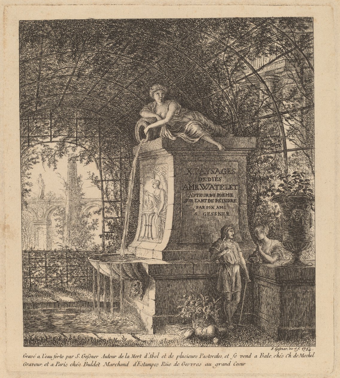 Suihkulähde kesämökissä, 1764. tekijältä Salomon Gessner