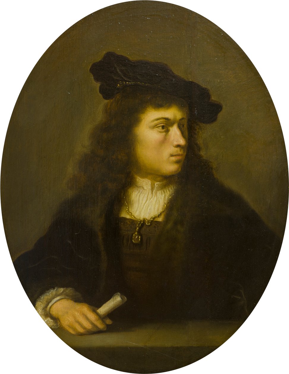 Tuntemattoman miehen muotokuva, n. 1629-56 (öljy paneelille) tekijältä Salomon Koninck