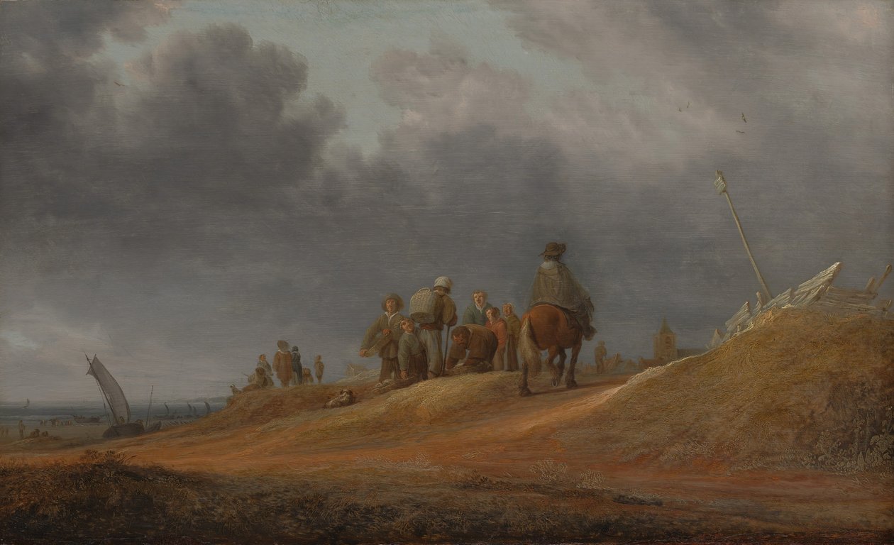 Markkinat meren rannalla, 1637. tekijältä Salomon Ruysdael