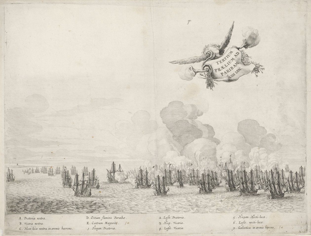 Kolmas taistelu Portugalin laivaston kanssa Paraibassa, 1640 tekijältä Salomon Savery