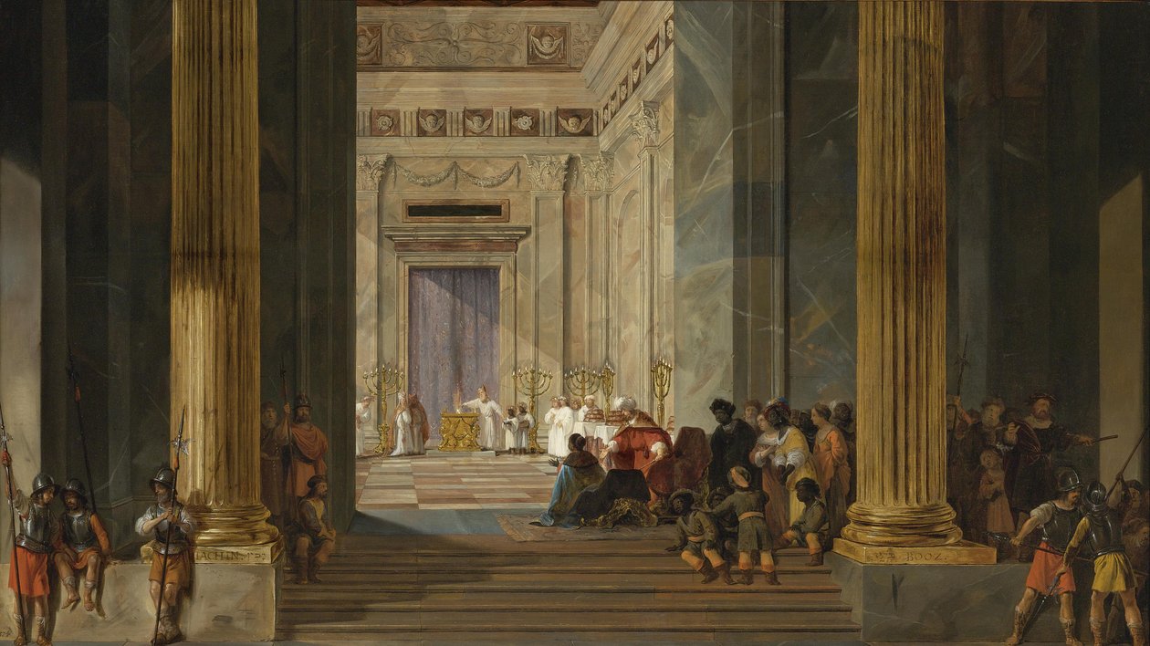 Saban kuningatar ennen kuningas Salomon temppeliä Jerusalemissa, noin 1630-1634 tekijältä Salomon de Bray