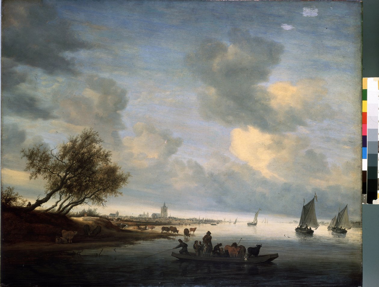 Lautta Arnhemista (Lautta Arnhemissa) (Pays Bas). Peinture de Salomon Jacobsz (Jacob) Van Ruysdael (Ruisdael) (1600 tai 1603-1670). Huile sur bois, 89 x 116 cm tekijältä Salomon van Ruisdael or Ruysdael