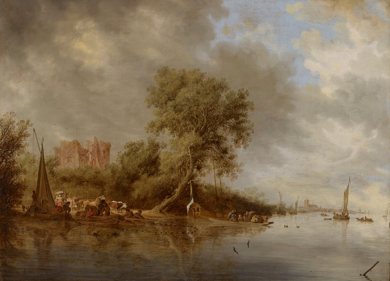 Jokimaisema Egmondin linnan raunioilla, 1641. tekijältä Salomon van Ruisdael or Ruysdael