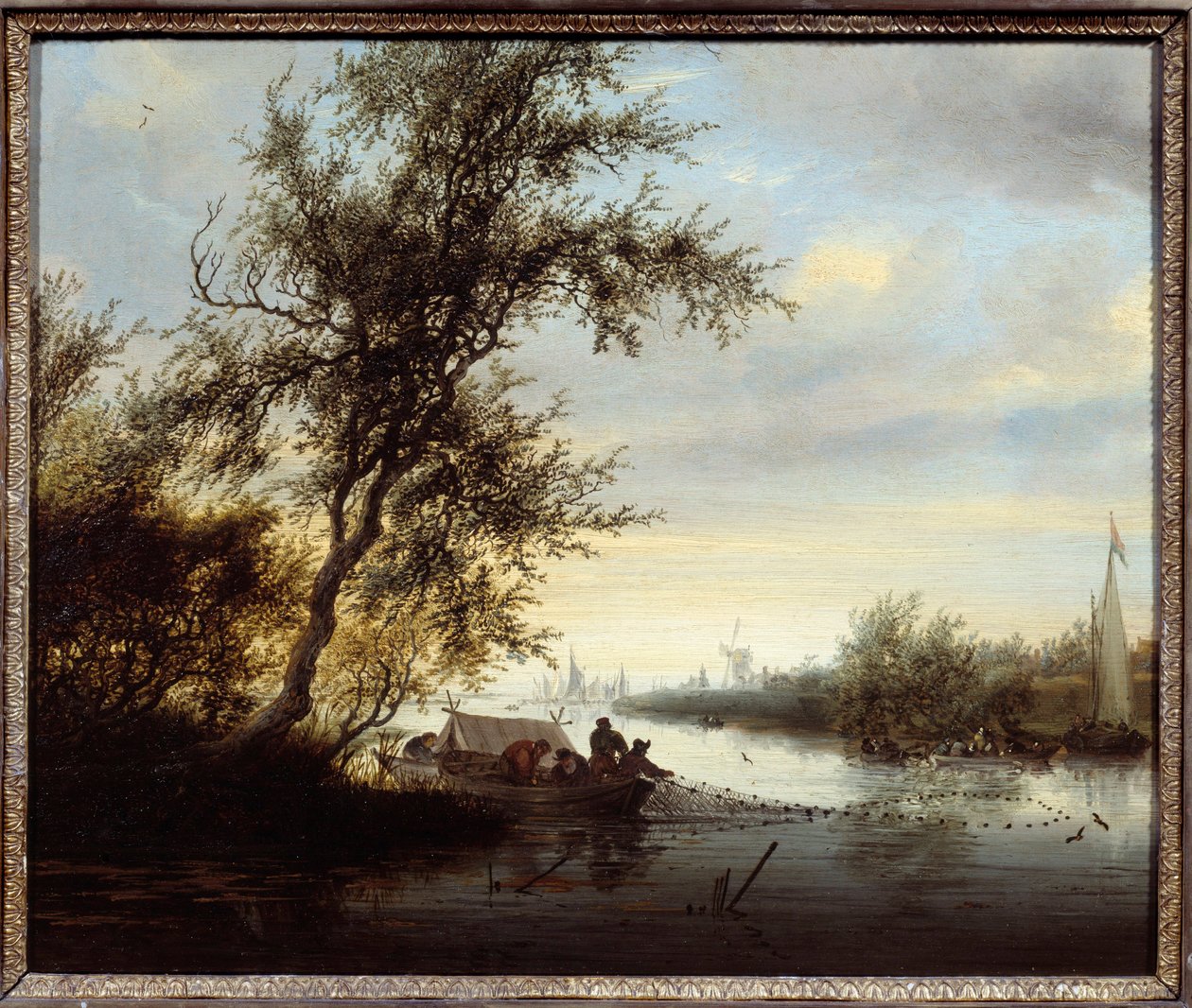 Sisaret veneessä maalaus: Solomon Van Ruisdael (Ruysdael) (1600-1670) (ec.flam.) 1600-luvun Compiegne, linnamuseo tekijältä Salomon van Ruisdael or Ruysdael