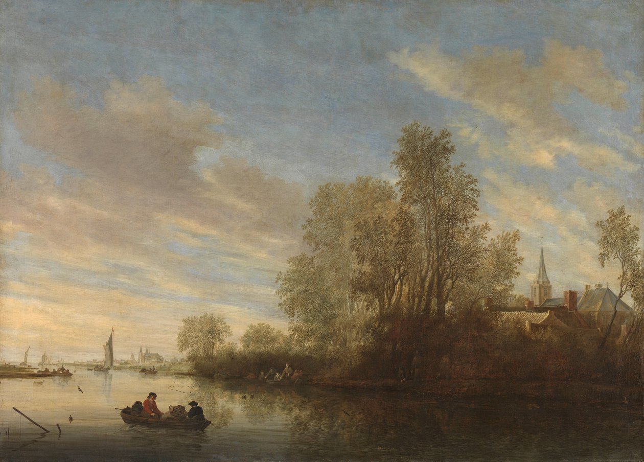 Jokinäkymä lähellä Deventeria tekijältä Salomon van Ruysdael