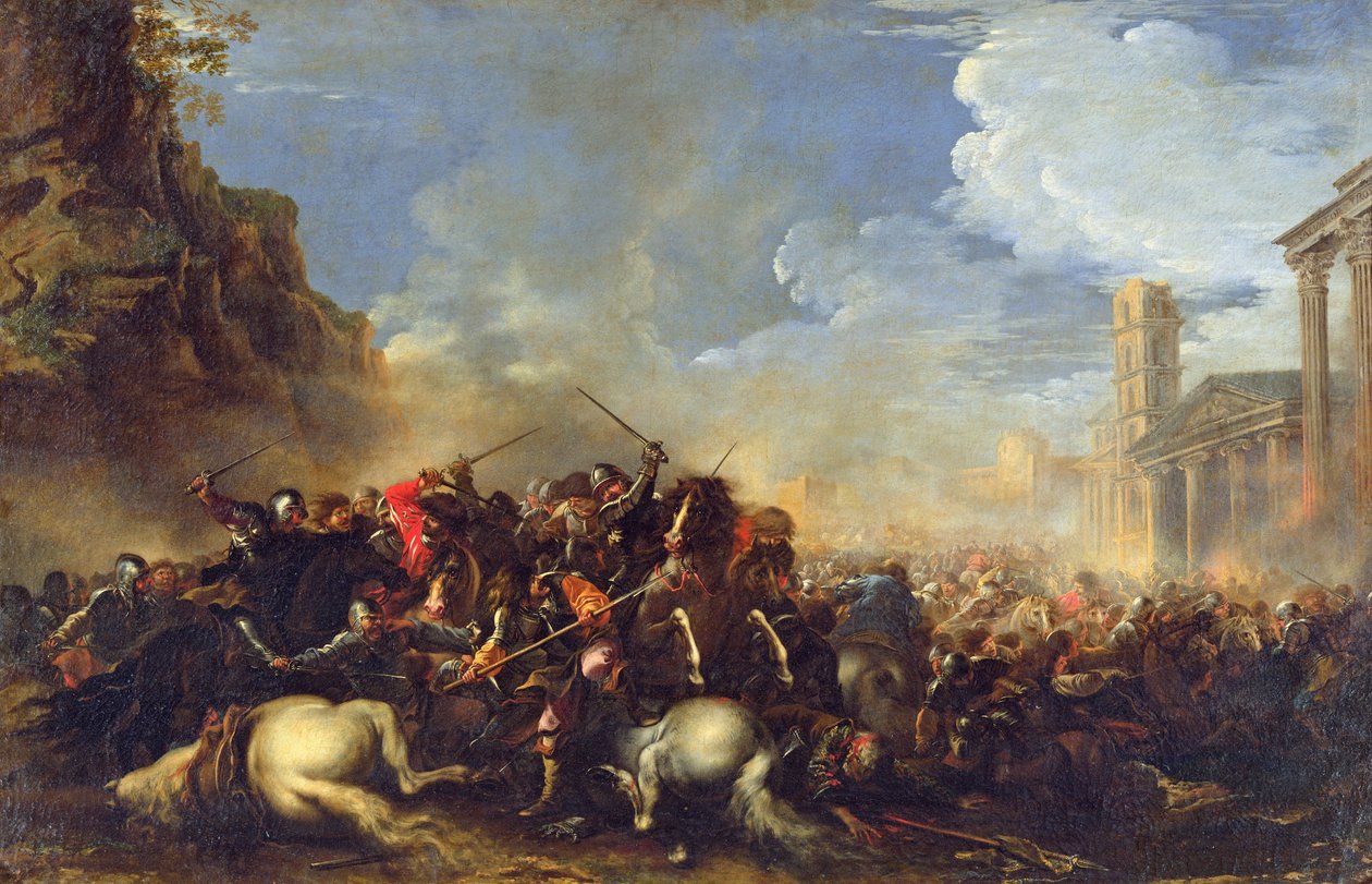 Taistelukohtaus, n. 1641-42 tekijältä Salvator Rosa